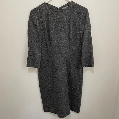 Vestido midi BILL BLASS NEW YORK manga cuarta para mujer talla 6 bolsillos lana seda Foto 1 de 4