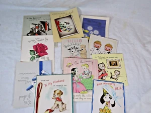45 Vintage 1949-1955 Greeting Cards, Happy Birthday, Get Well, Scrapbook - Picture 1 of 6