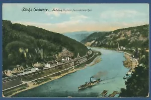 Sächsische Schweiz Schöna Blick von Herrnskretschen, gelaufen 1908 (AK4758) - Bild 1 von 2