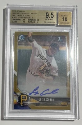 2018 Bowman Chrome Luis Escobar 1st Bowman Gold Refractor AUTO 20/50 BGS 9.5/10 - Image 1 of 2
