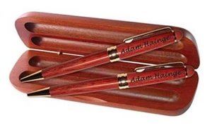 Laser engraved rosewood pen, pencil and box set - 50 fonts to pick from. - Picture 1 of 5