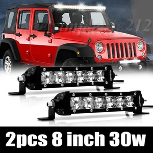 2X 8 Inch LED Work Light Bar Spot Fog Offroad Driving Truck SUV UTE 4WD Van Lamp - Picture 1 of 7