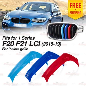Tri-Color 9 Bar Kidney Grille Trim Cover Clip for BMW 1 Series F20 F21 LCI 15-19 - Picture 1 of 10