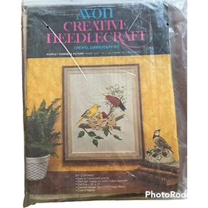 Avon Creative Needlecraft Crewel Embroidery Kit Scarlet Tanagers New! - Picture 1 of 2
