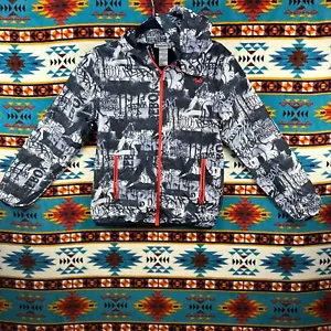Reebok Kids' Hooded Windbreaker Graffiti Print Full Zip Jacket L/G - Picture 1 of 6