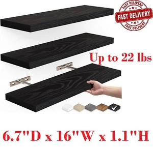 BAYKA Floating Shelves, Wall Mounted Rustic Wood Shelves for Bathroom, Bedroom, - Picture 1 of 20