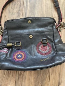 Desigual Liberty Greta Midsize Embroidered Artsy Boho Colorful Bag Vegan Leather - Picture 1 of 16