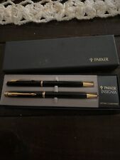 Vintage Parker Insignia Black & Gold Ballpoint Pen and Mechanical Pencil Set