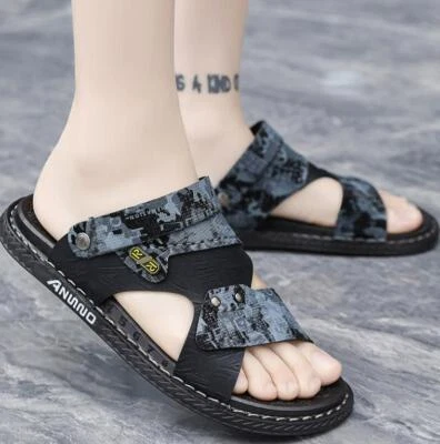 Hombres Verano Peep Toe Camuflaje Zapatilla Espalda Abierta Sin Cordones Zapato Sandas Verano Elegante Foto 1 de 4