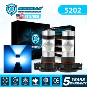 2x 2504 5202 LED Fog Light Conversion Kit Bulbs Super Bright 7000K Ice Blue 100W - Picture 1 of 12