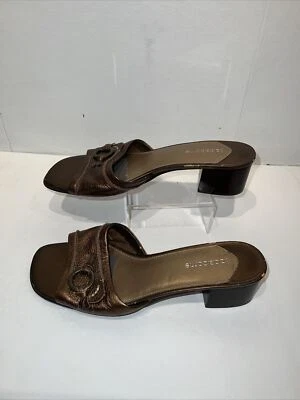 Sandalias Liz Claiborne Vintage Cuero Dorado Y2K Tacón Corto Bloque Informales Chic 8 Foto 1 de 4