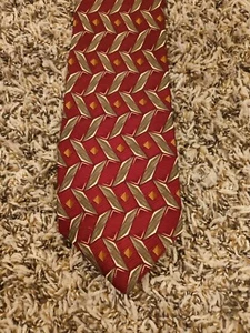 Kenneth Gordan Neck Tie Adult Mens Red Geometric 100% Silk USA Made Necktie - Picture 1 of 5
