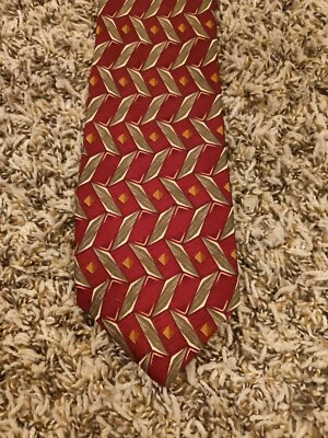 Corbata Kenneth Gordan Cuello Adulto Hombre Roja Geométrica 100% Seda Hecha en EE. UU. Foto 1 de 4