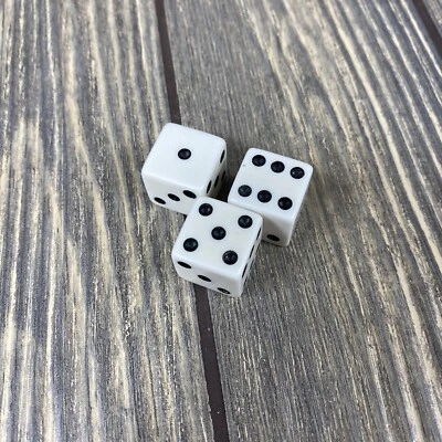 Vintage 1975 Parker Brothers Risk Replacement Piece Part 3 White Dice Die - Image 1 of 2