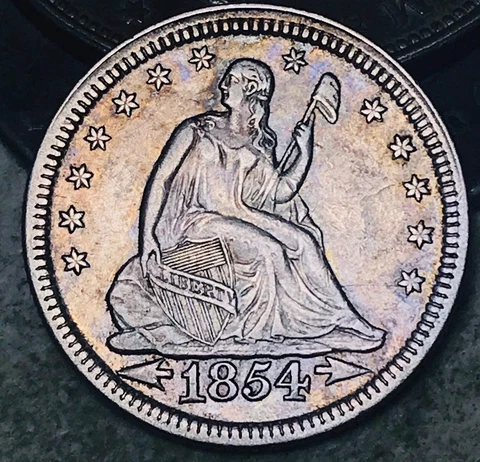 1854 Seated Liberty Quarter 25C ARROWS High Grade CHOICE Silver US Coin CC18530 Cover