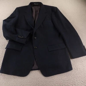 VTG Tweed Jacket L LT Blue 100% Wool Flannel Blazer Sport Coat 44L - Picture 1 of 17