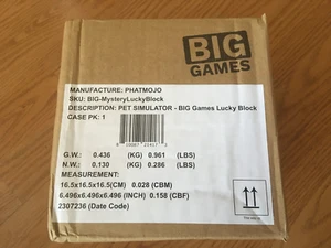 Big Games Pet Simulator X Lucky Block Mystery Plüsch mit DLC-Code FABRIKVERSIEGELT - Bild 1 von 1