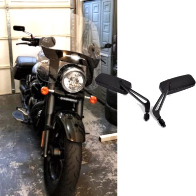 Espejos retrovisores rectangulares negros para Harley Davidson Street Glide para motocicleta Cruiser Foto 1 de 4