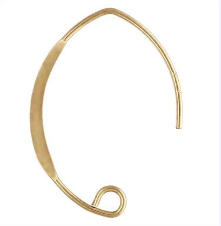 Alambres para orejas martillados en forma de V rellenos de oro de 14K 4 piezas | Ganchos para pendientes fabricación de joyas Foto 1 de 1