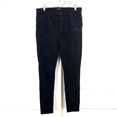 Pantalones 7 Seven for All Humanity 33 Negro Terciopelo Oscuro Academia Ajustados Capricho Foto 1 de 4