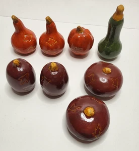 Menge 8 Terrakotta Keramik Deko Kürbisse und Kürbisse Home Herbst Deko - Bild 1 von 9