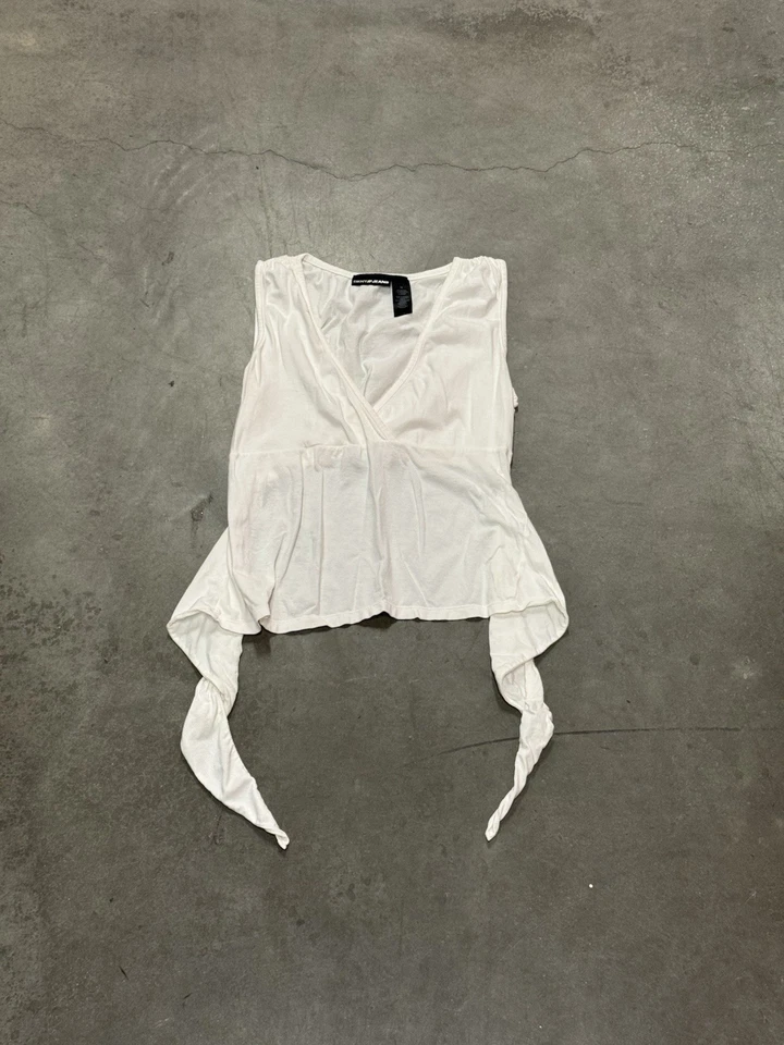 Blusa blusa envolvente blanca para mujer DKNY vintage Y2K talla mediana Foto 1 de 4