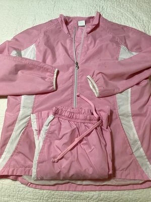 Traje de chándal Just My Size JMS para mujer 16W 18W rosa blanco rompevientos chaqueta pantalones Foto 1 de 4