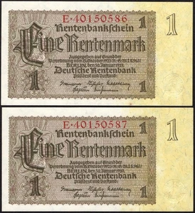 2 x 1 Rentenmark 1937 - Pick: 173b - seal at the right - UNC - #K26 - Picture 1 of 5