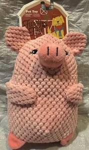 Peluche giocattolo cane maiale rosa 7" mondo regalo con cigolio e pieghe nuovo - Foto 1 di 7