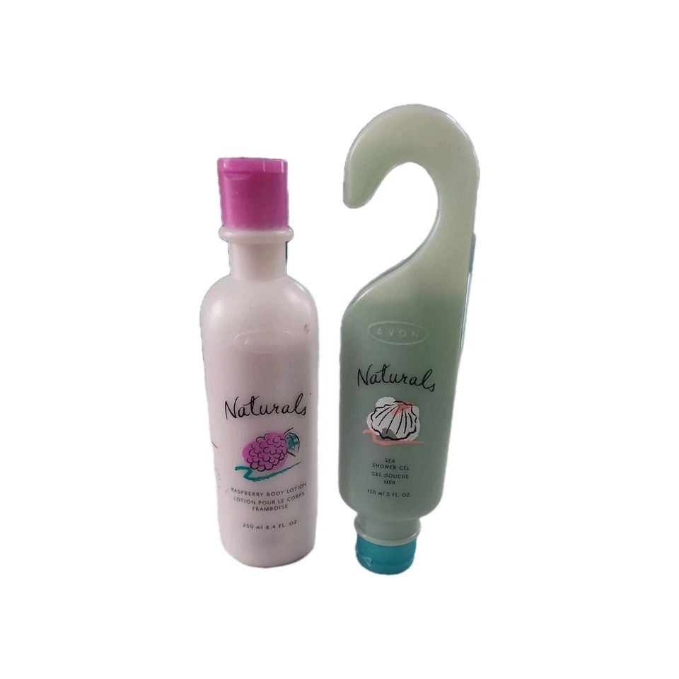 New Sealed Avon Naturals Raspberry Lotion & Sea Shower Gel Set Vintage NOS - Image 1 of 3