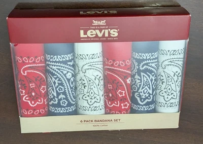 Pack de 6 pañuelos Levi's, 100 % algodón, rojo/azul/blanco Foto 1 de 4