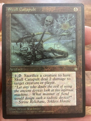Skull Catapult MTG Ice Age Cyan Ink Spill/Smear Misprint Extra Blue - Image 1 of 4