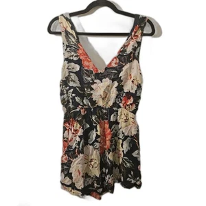 MINKPINK Floral Top Size M Blue/Red V-Neck Boho Chic - Picture 1 of 4