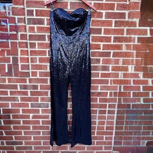 Feeniesty Pailletten Overall groß schwarz trägerlos Herzausschnitt Glamour besondere Anlässe - Bild 1 von 15