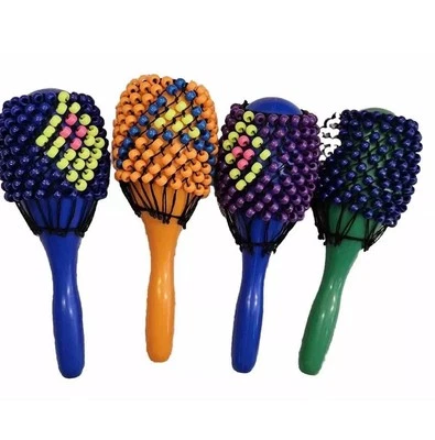 AFRICAN APPAREL African Plastic Gourd Hand Shekere Beaded Musical Instrument (One Pack)