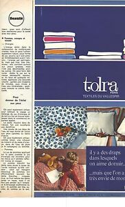 PUBLICITE ADVERTISING  1966   TOLTRA textiles draps linge de maison