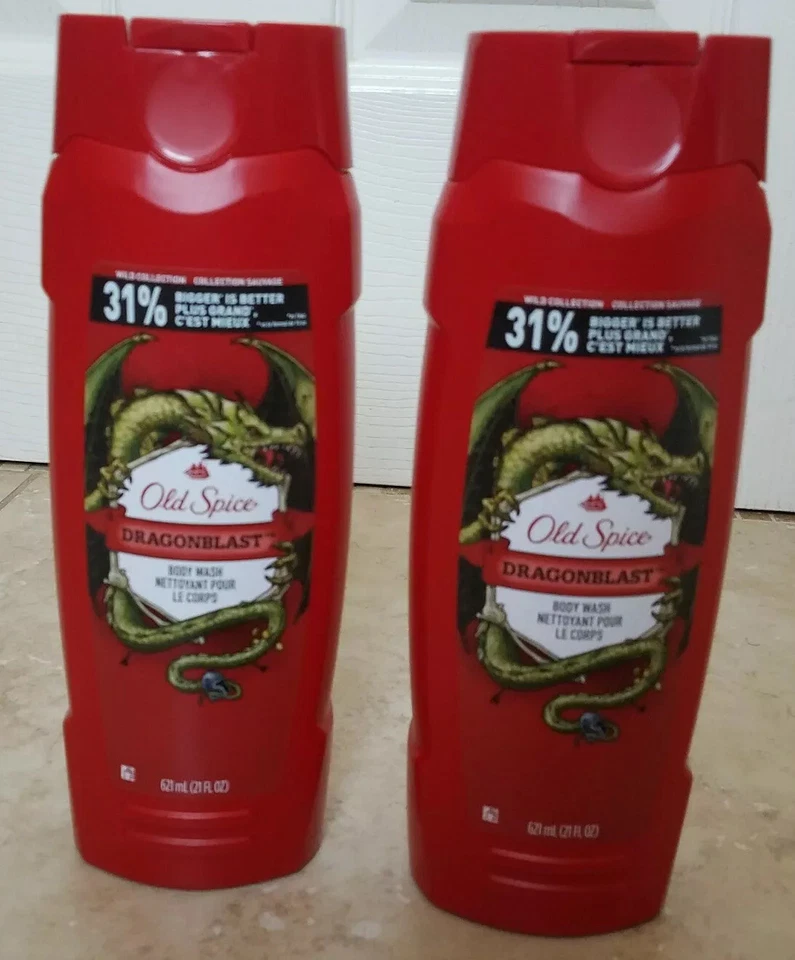 2 Old Spice DRAGONBLAST Wild Collection Body Wash 21oz Bigger Size