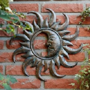 Metal Garden Decor All Weather Sunface Wall Hanging Ornament Indoor/Outdoor - Picture 1 of 17