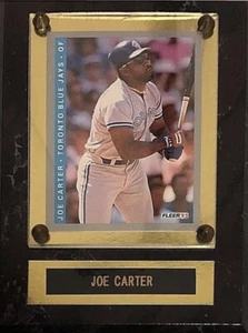 Vintage Joe Carter Toronto Blue Jays 1993 MLB Fleer Plaque & Baseball Card - Picture 1 of 2