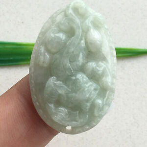 Certified 100% natural Light green jade Jadeite carving Pixiu Pendant 貔貅 0683