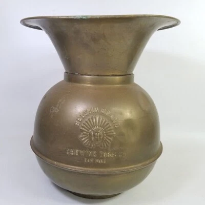 De colección Piel Roja Masticable Tabaco Escupidor Corte Tapón Doble Cara Latón 10" Foto 1 de 4