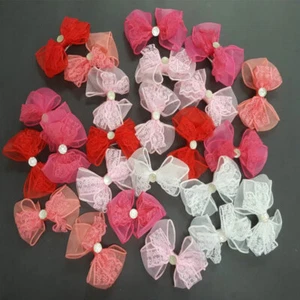 24 pcs Silk Lace Hair Bow Clips Hair Clip for Baby Girl Infants Toddler Kid 3.5" - Picture 1 of 3