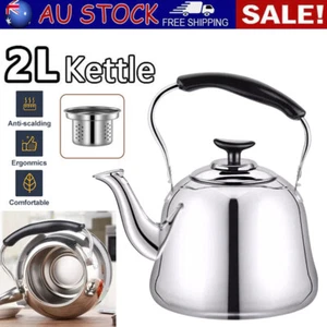 2L Stainless Steel Kettle Camping Kettle Whistling Tea Kettle Stove Top AU - Picture 1 of 10