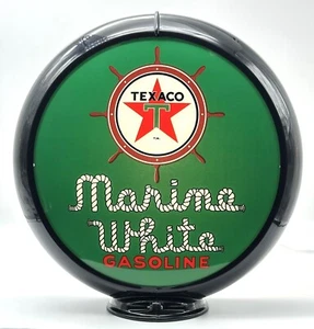 TEXACO MARINE WHITE GASOLINE 13.5" Gas Pump Globe - SHIPS FULLY ASSEMBLED! - Picture 1 of 16