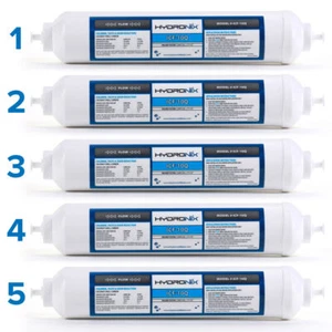 5 PK Inline RO Fridge Ice Coconut Shell GAC Water Filter, 2000 Gal 1/4" QC Ports - Picture 1 of 3