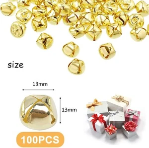 100 Stück 13 mm Jingle Bells Rentier Kugeln Weihnachten Basteln Deko goldfarben - Bild 1 von 7
