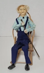 Vintage Dough Doll Grandpa Old Man Rena's Dough Originals Ozarks Rocking Chair - Picture 1 of 14