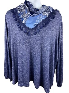 Maglia Avenue 30/32 maglia viola manica lunga tunica maglione sciarpa attaccata top - Foto 1 di 11