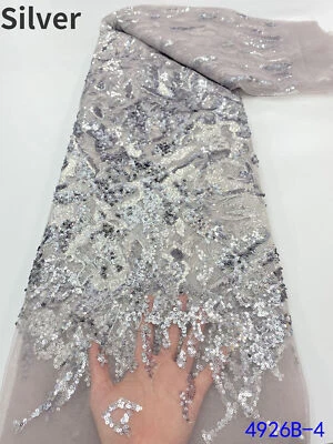 Red de encaje bordado tela malla tul lentejuelas multicolor de 5 yardas para vestido de novia Foto 1 de 4