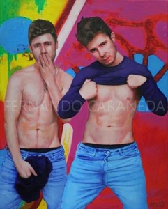 Gay male PRINT Original Art Work Male Nude Paper Poster Men by listed artist    - Bild 1 von 5